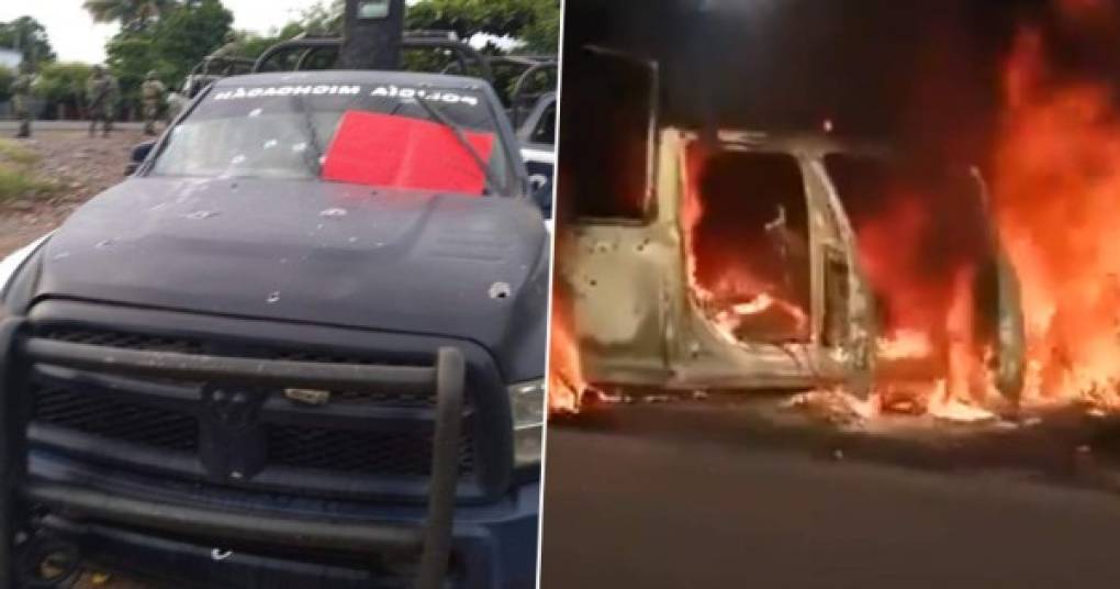 Fotos de la emboscada que dejó 14 policías muertos en México.
