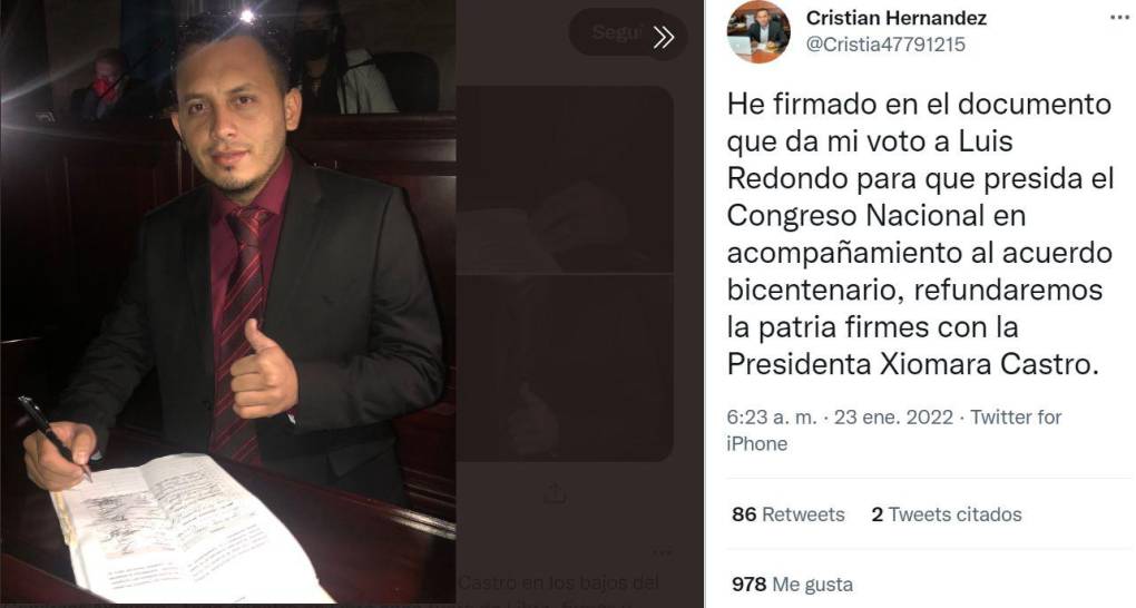 Ellos son los miembros de la junta directiva de Luis Redondo en el Congreso de Honduras