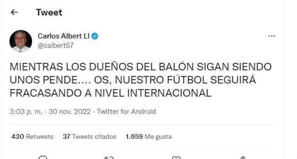 “Mientras los dueños del balón sigan siendo unos pende..., nuestro fútbol seguirá fracasando a nivel internacional”, señaló sin rodeos el periodista Carlos Albert.