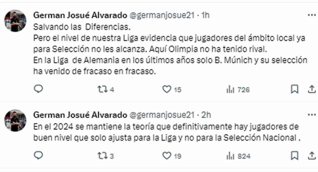Germán Alvarado, periodista de Diario La Prensa - “En el 2024 se mantiene la teoría que definitivamente hay jugadores de buen nivel que solo ajusta para la Liga y no para la Selección Nacional”.