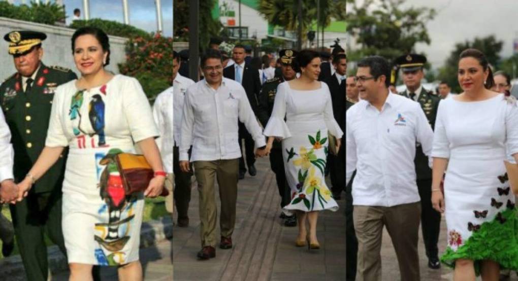 Te compartimos los vestidos típicos que Ana de Hernádez, primera dama de Honduras ha usado en los desfiles patrios desde el 2014 hasta este día. Además de la curioso atuendo repetitivo del presidente Juan Orlando Hernández.