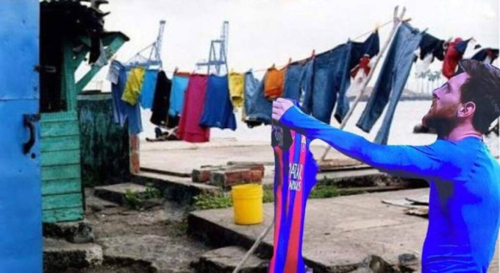 Messi colgando la ropa.