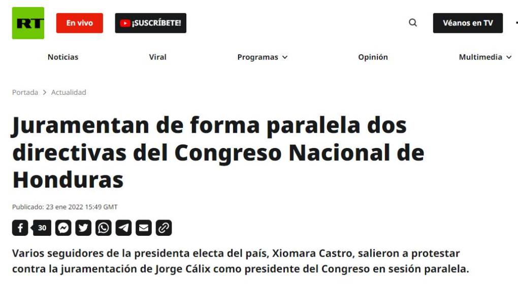 Estos son los principales titulares de medios internacionales sobre la crisis en el Congreso de Honduras: