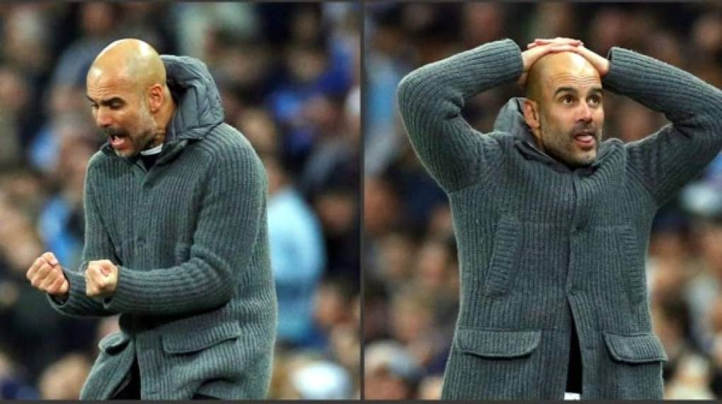 Pep Guardiola pasó de la alegría y a la tristeza en cuestión de segundos luego de que se anulara el gol de Sterling.