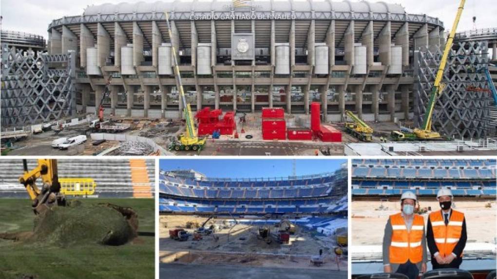 Las obras de remodelación del estadio Santiago Bernabéu siguen avanzando a pasos agigantados debido al parón por la pandemia del coronavirus y el traslado de los partidos del equipo al Alfredo Di Stéfano.