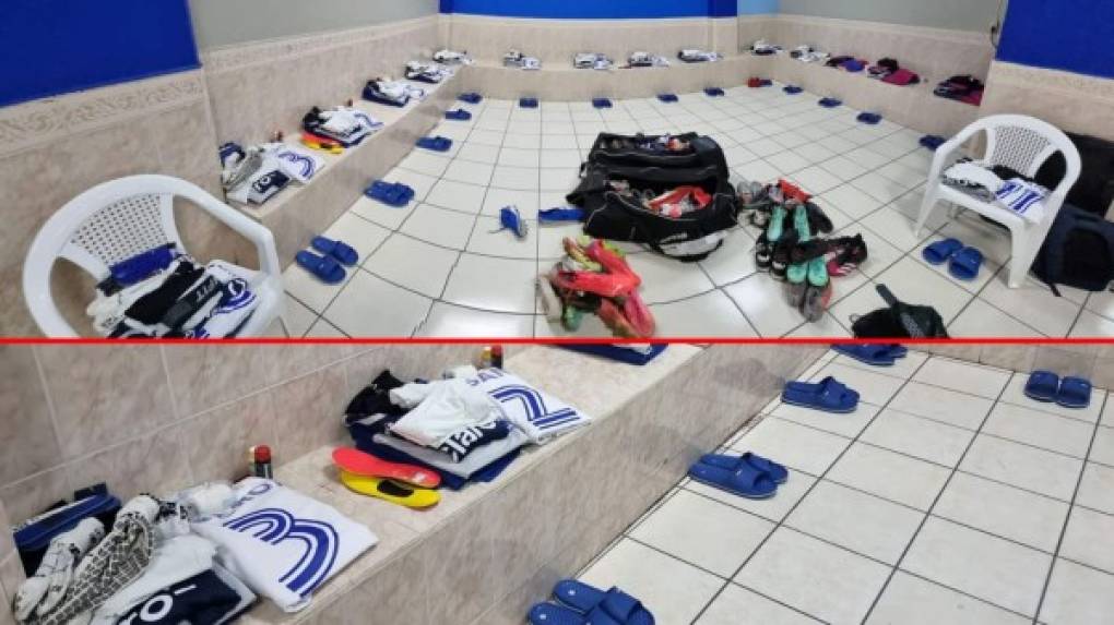 El vestuario que le dieron a la Selección de Honduras en el estadio Cuscatlán. En las redes sociales muchos criticaron este hecho.