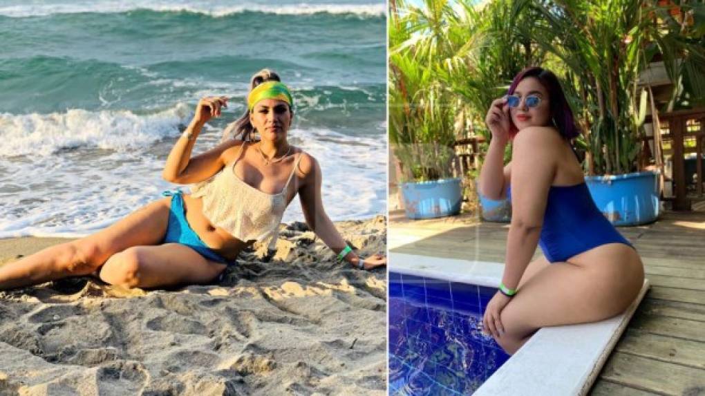 Dos guapas hondureñas, madre e hija, se han robado las miradas en las playas de Tela esta Semana Santa 2021. Fotos Melvin Cubas.