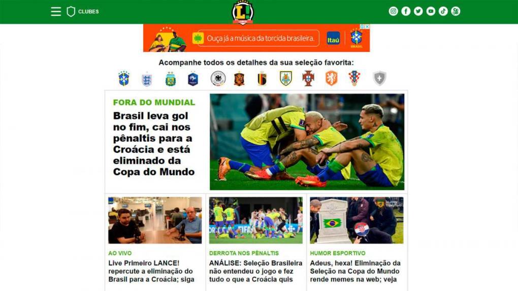 “Brasil eliminado de la Copa del Mundo”, así reaccionaron los medios brasileños. 