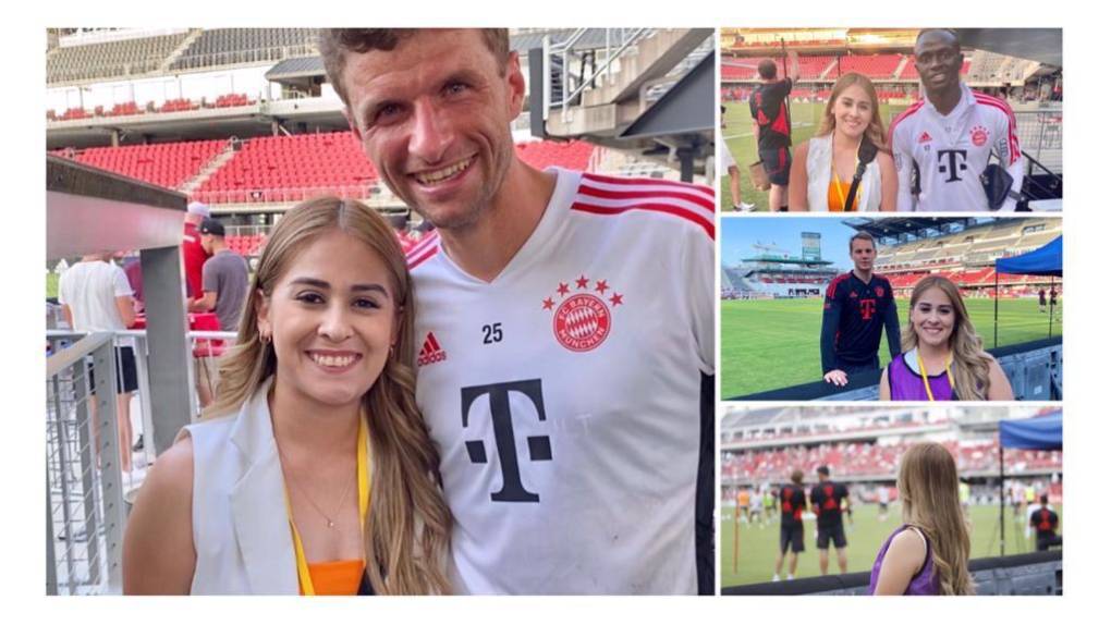 La periodista hondureña, Karla López Quintero, disfrutó del encuentro de anoche en el cúal Bayern Múnich goleó por 6-2 al DC United de Andy Najar.