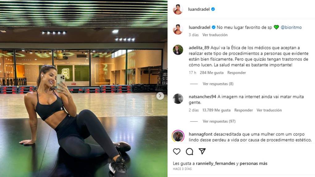 Curiosamente horas antes de morir, en la red social compartió una fotografía de sí misma en el gimnasio.