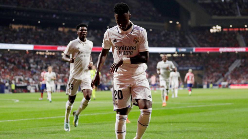 Y Vinicius bailó frente al Atlético de Madrid tras el gol de Rodrygo.