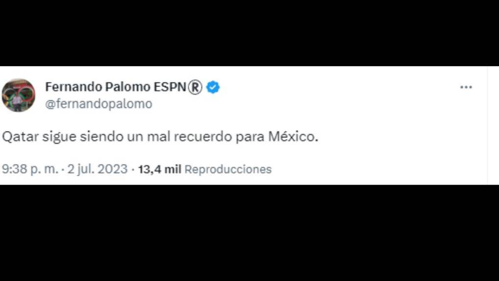 Fernando Palomo de ESPN “Qatar sigue siendo un mal recuerdo para México”.