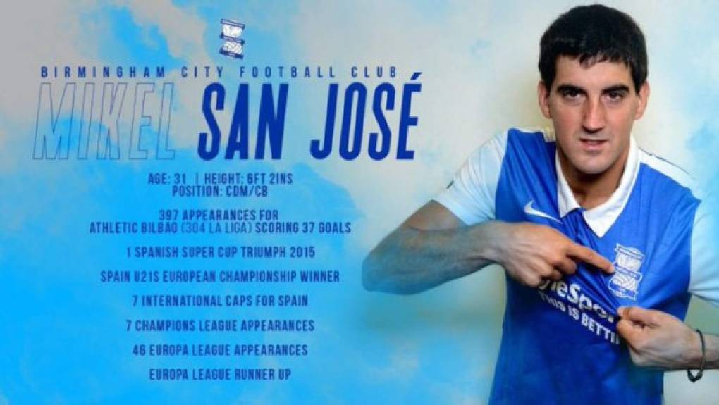 El Birmingham de Inglaterra ha fichado al medio-defensivo español Mikel San José, llega como agente libre. Firma hasta junio de 2022.