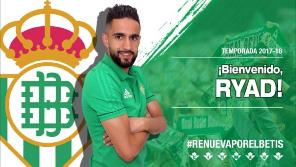 El centrocampista franco-argelino Ryad Boudebouz es oficialmente jugador del Betis. El club verdiblanco paga 6.5 millones de euros por el 80% de los derechos del jugador.