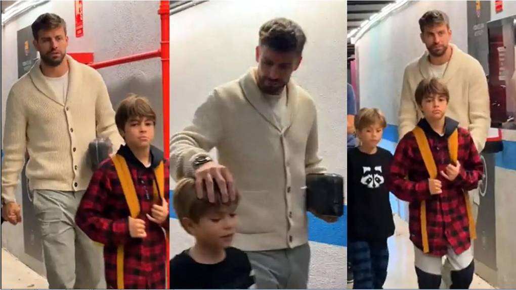 Gerard Piqué llegó al Spotify Camp Nou acompañado de sus hijos Milan y Sasha para jugar su último partido como azulgrana.