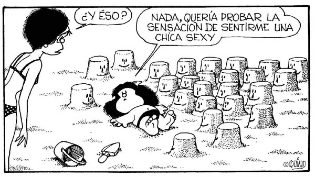 Mafalda está convencida del progreso social de la mujer y lo preconiza. Se imagina a sí misma estudiando idiomas y trabajando como intérprete en las Naciones Unidas para contribuir a la paz mundial.