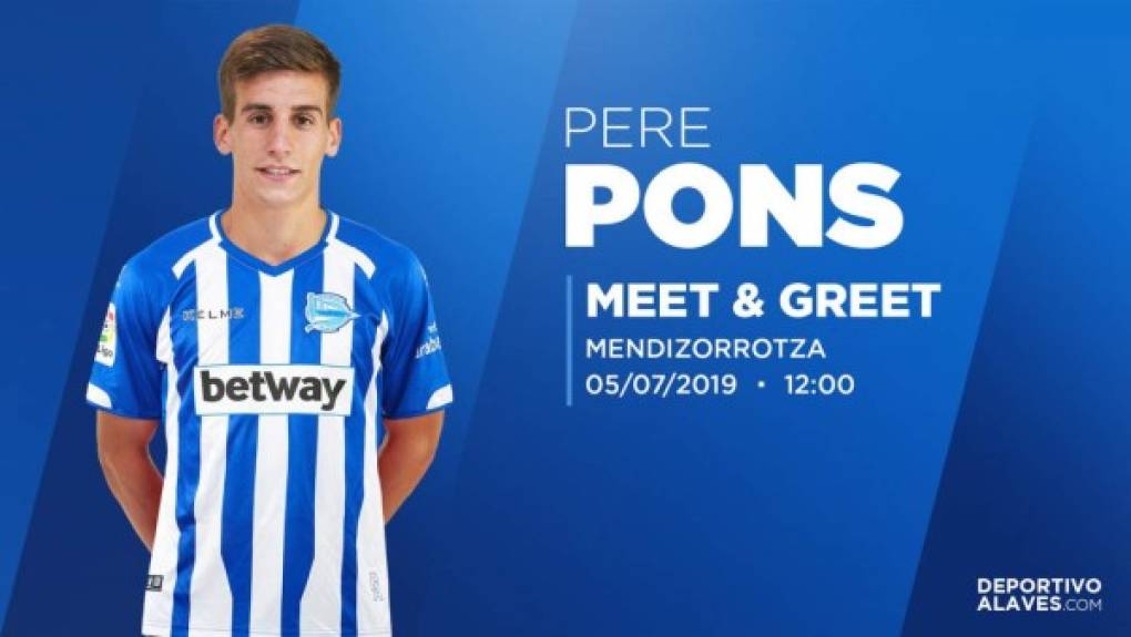 Pere Pons, centrocampista español que jugaba en el Girona, fue fichado por el Deportivo Alavés. Tiene 26 años y firma por tres temporadas.