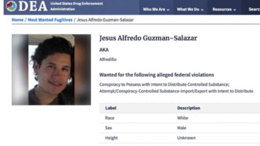 Alfredillo se encuentra en la lista de los diez delincuentes más buscados de la DEA, que lo acusa de enviar decenas de cargamentos de droga desde Sudamérica hacia EEUU desde 2005 hasta 2014, según una acusación de la Fiscalía en una corte de Chicago.