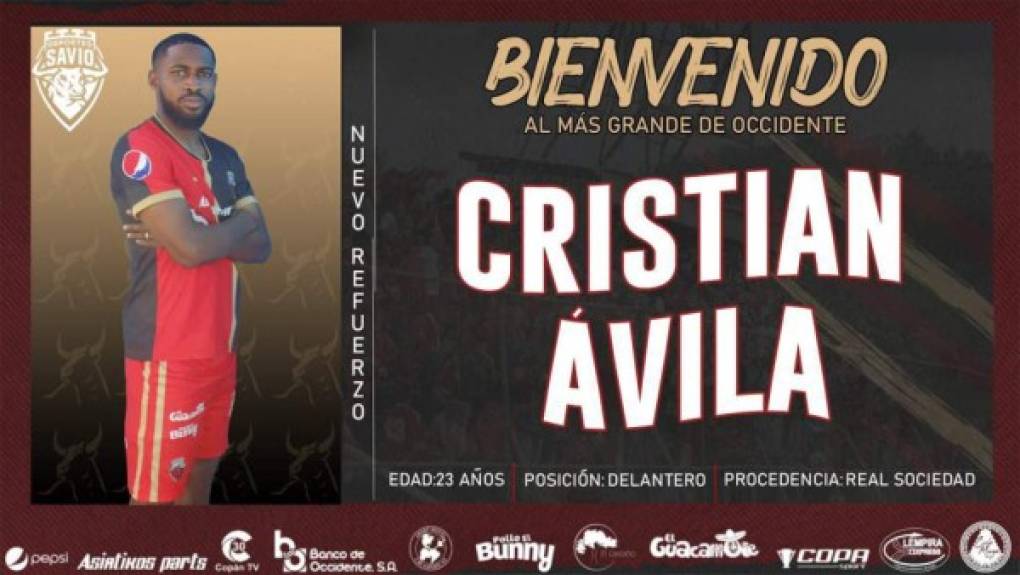 Cristian Ávila: Delantero que fue anunciado como nuevo jugador del Deportes Savio de la Liga de Ascenso. Llega procedente de la Real Sociedad de Tocoa.