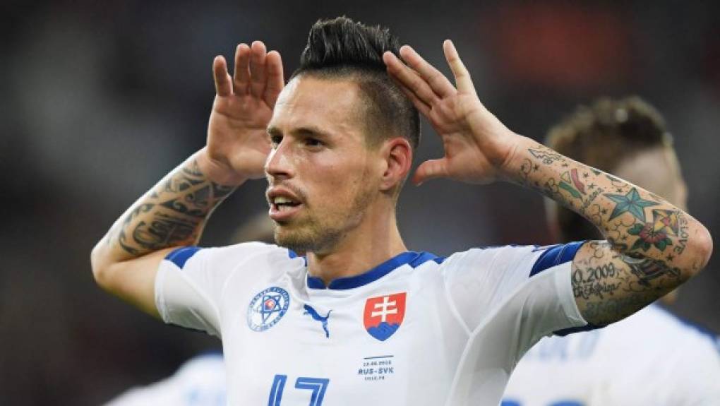 Marek Hamsik (Eslovaquia / Napoli). Delantero y capitán del equipo italiano. Es una de las máximas figuras.