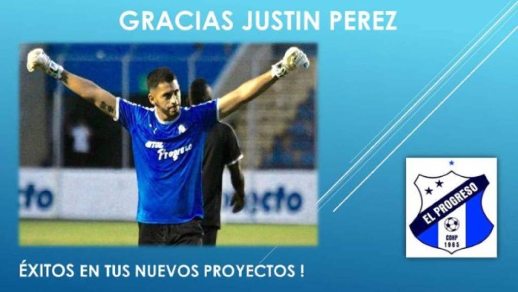 Justin Pérez: El portero mexicano finalizó su contrato con Honduras Progreso y en el club progreseño han anunciado su salida.