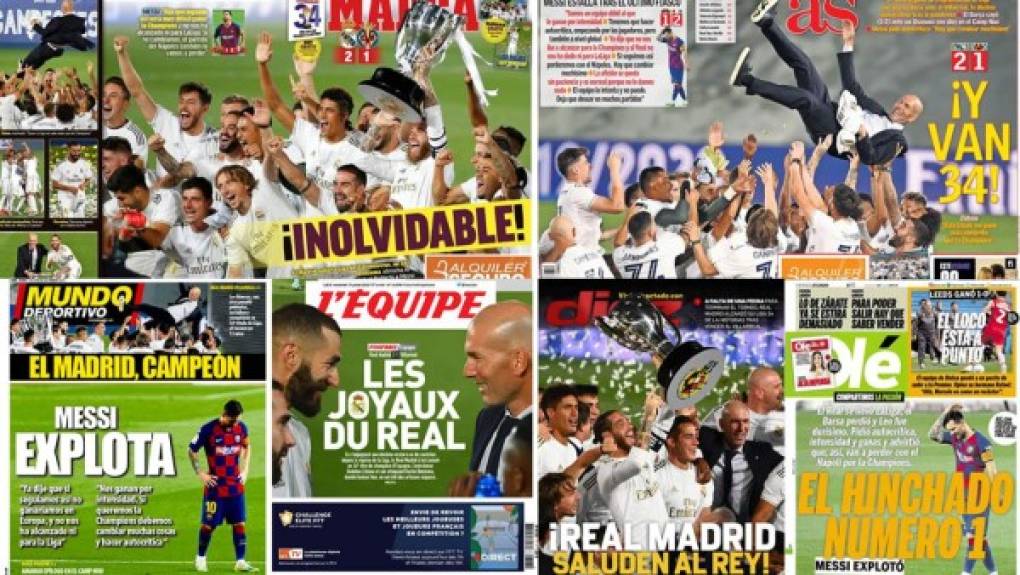 Así abren las portadas de los diarios en el mundo luego de que el Real Madrid ganara su título número 34 de la Liga Española de la mano de Zinedine Zidane.