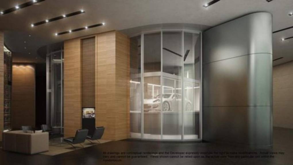 La casa cuenta con un ascensor para el coche con nombre propio, el Dezervator. Cada inquilino podrá llegar en coche hasta la misma puerta de su casa, de hecho los vehículos son la llave del apartamento y están integrados en cada vivienda separados del espacio habitable por una pared de vidrio. -