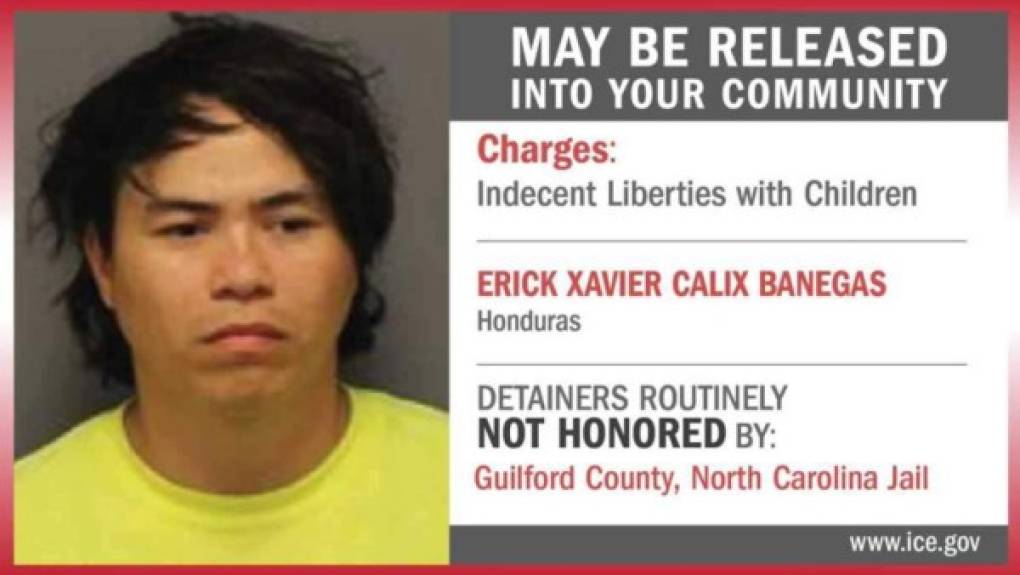 Erick Xavier Cálix Banegas: Es acusado de actos de lujuria contra menores. El hondureño tiene una orden de detención de la cárcel de Gurlford, en Carolina del Norte.