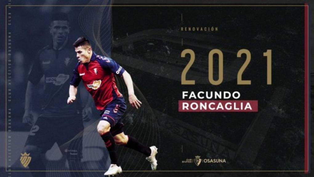 Facundo Roncaglia continuará en Osasuna la próxima temporada tras aceptar la oferta de renovación realizada por el conjunto rojillo. La cláusula de rescisión del defensa argenitno se fija en cinco millones de euros.