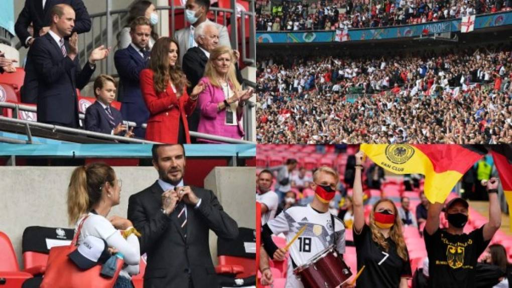 Diferentes personalidades llegaron a disfrutar del Inglaterra vs Alemania correspondiente a los octavos de final de la Eurocopa. En el mítico estadio de Wembley se vivió una verdadera fiesta deportiva. Fotos AFP y EFE.