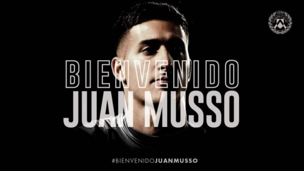 Fichaje oficial en la Serie A italiana, más concretamente en el Udinese que firma al portero argentino Juan Musso procedente de Racing de Avellaneda.