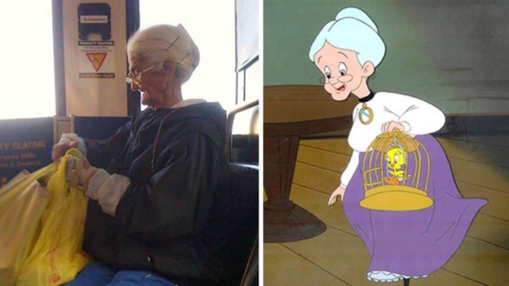 Una anciana muy parecida a Granny, el personaje que interpreta a la abuelita de Piolín en los 'Looney Tunes'.