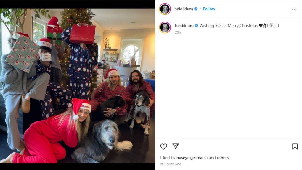 “Te deseamos una feliz Navidad”, escribió Heidi Klum junto a esta postal familiar. 