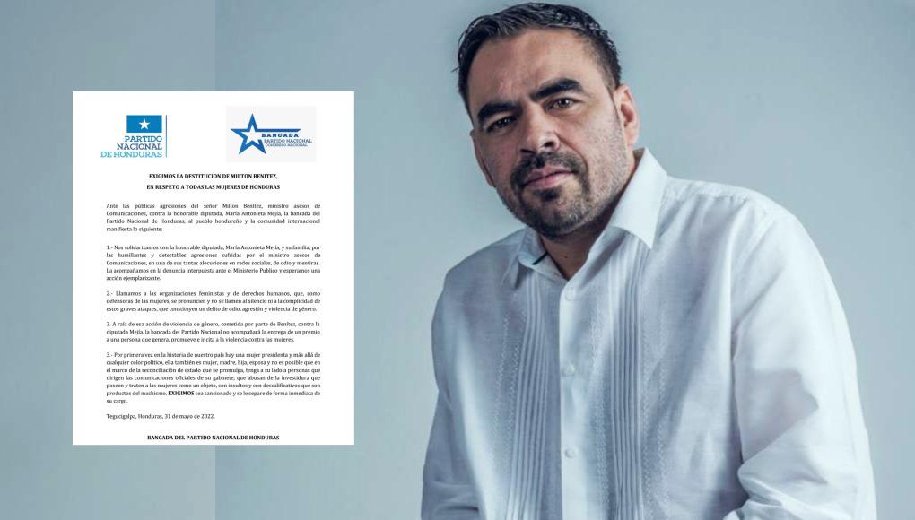 Bancada del Partido Nacional exige destitución de ministro Milton Benítez