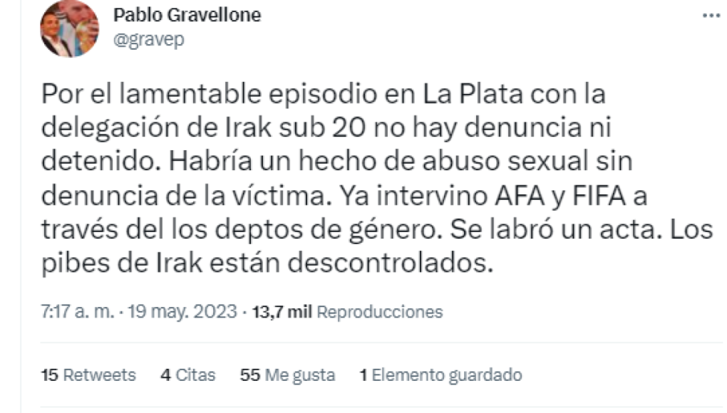 La noticia ha causado indignación en Argentina. Según reportan, no se ha detenido a nadie tras los incidentes. 