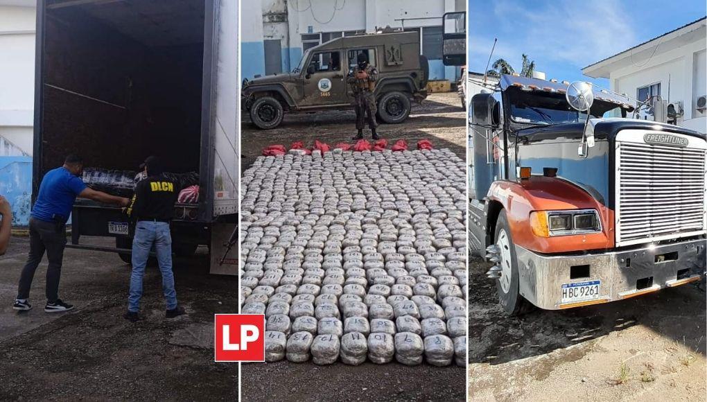 La Dirección de Lucha Contra el Narcotráfico (DLCN), mediante trabajo de investigación, logró el decomiso de un fuerte cargamento de supuesta marihuana que era transportada en una rastra Frontliner, la cual se dirigía del departamento de Colón hacia Cortés.