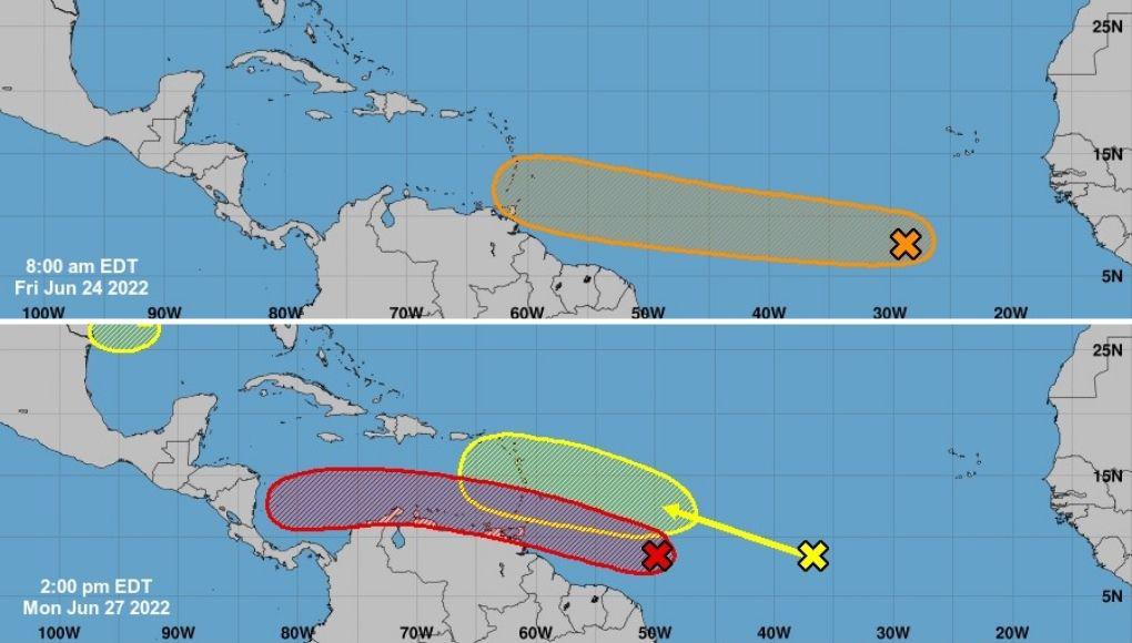 Comparación de la trayectoria que se esperaba el viernes con la que se trazó ayer, lunes.