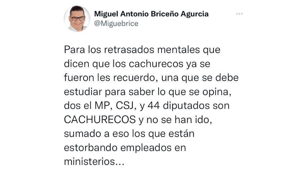 Publicación de Miguel Briceño en Twitter.