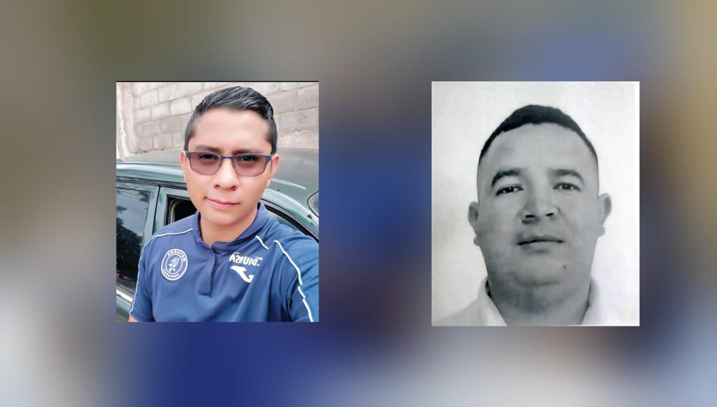 Jairo Josué Martínez Cruz y Ronal Javier Coello Coello (en ese orden en la imagen) soñaban con convertirse en policías. Ambos eran empleados de la Secretaría de Seguridad. Murieron tras el fatal entrenamiento, en un caso que ha sacudido a la población hondureña. 
