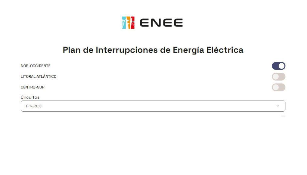 Enee lanza calendario de racionamientos a nivel nacional