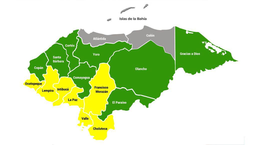 Copeco mantiene alerta amarilla en 7 departamentos y verde en 8