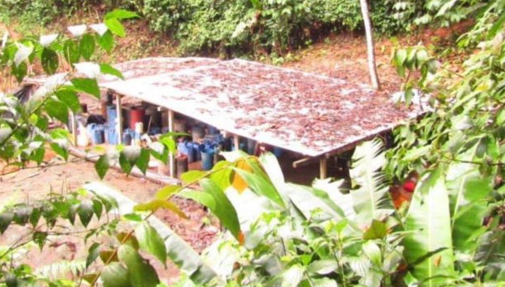 Los laboratorios consisten en tres estructuras de maderas con techo de zinc, sin paredes, señaló la Policía hondureña, que halló también en el lugar un fusil.