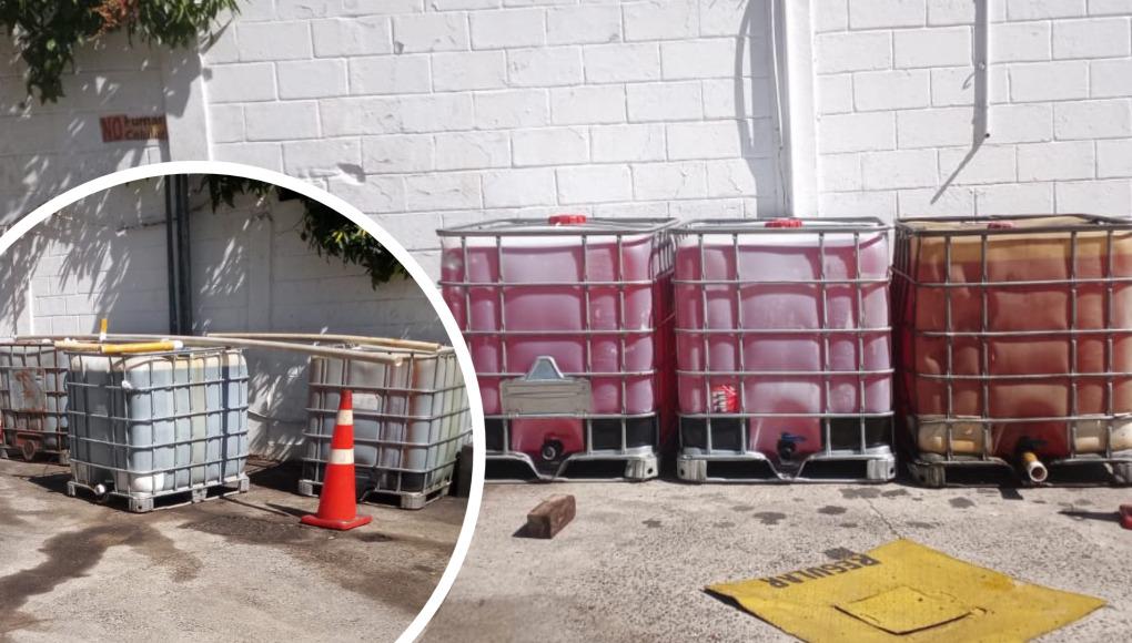 Policía ambiental decomisa gasolina almacenada al aire libre en San Pedro Sula