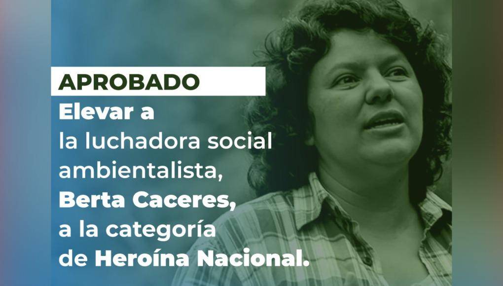 Berta Cáceres es declarada heroína nacional por el CN