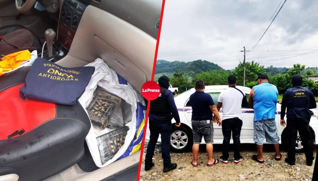 Arrestan a tres hombres mientras trasegaban cocaína en un taxi en La Ceiba