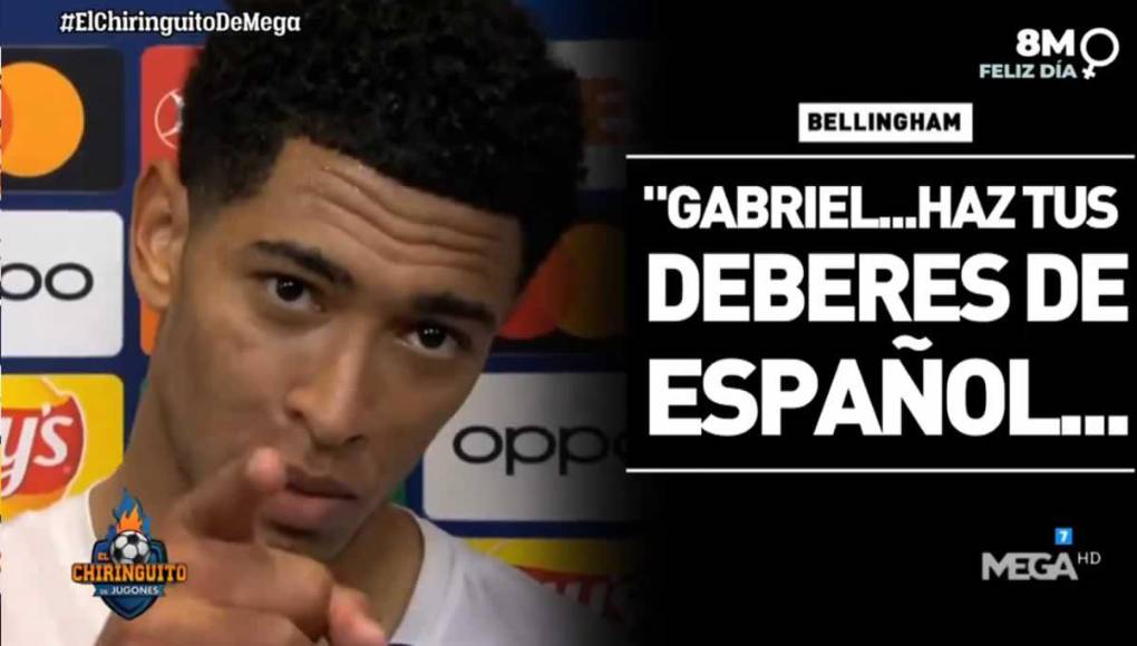 El inglés miró a la cámara y volvió a lanzar un mensaje personalizado. “Gabriel, haz tus deberes en español, o de lo contrario vas a acabar como yo, sin hablar mucho español”, expresó Bellingham.