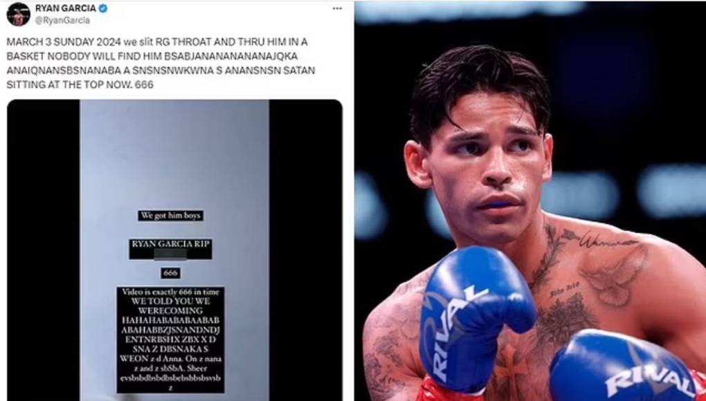 “Lo tenemos chicos. Ryan García, que en paz descanse. Perro” y “le cortamos la garganta a Ryan García y nadie lo encontrará”, son dos de los extraños mensajes que se podían descifrar en el vídeo.