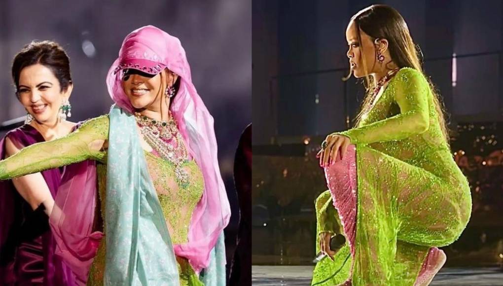 Gran parte de la atención estuvo sobre la cantante Rihanna, quien llegó el jueves a la India para asistir al evento y dar un espectáculo privado para los invitados. 