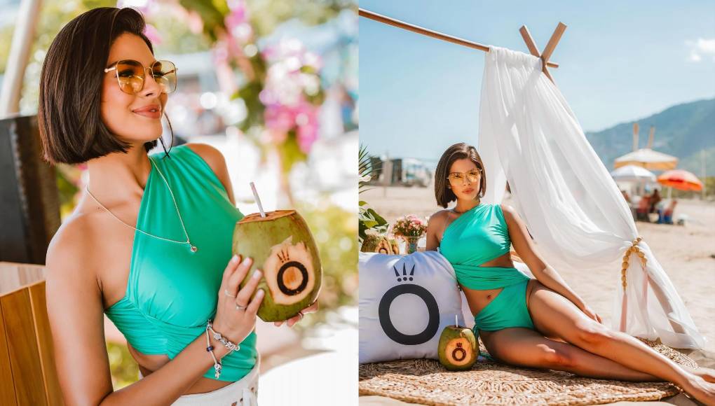 Luego de debutar en la Semana de la Moda de Nueva York, en este nuevo viaje y en alianza con la firma de joyería Pandora, Sheynnis deleitó a sus seguidores al posar con un traje de baño turquesa de un solo hombro, con aberturas en el abdomen, sobre el que lució una falda de ojales blanca y disfrutaba del agua de coco.