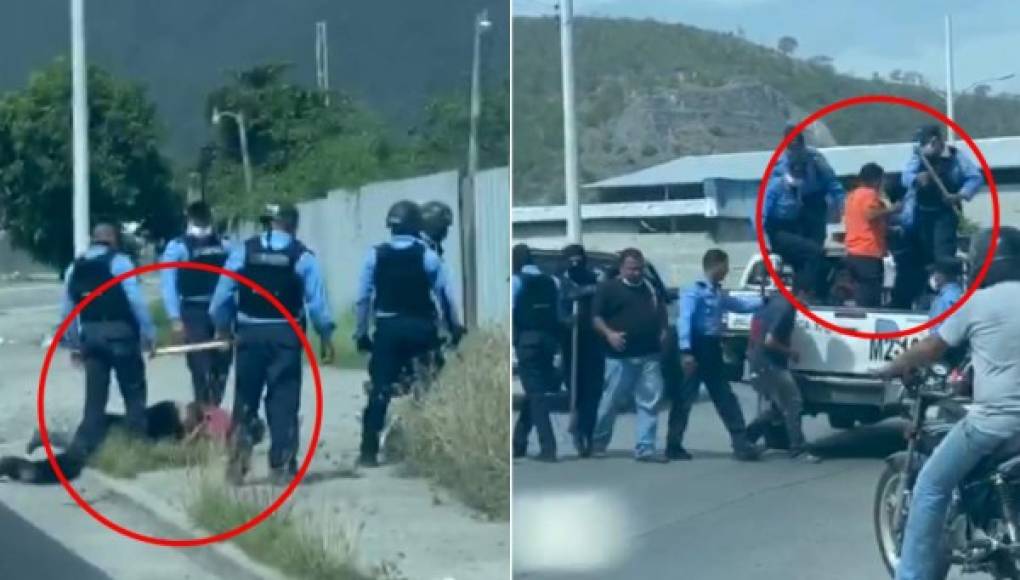 VIDEO: Brutal golpiza de policías a conductores de buses en San Pedro Sula